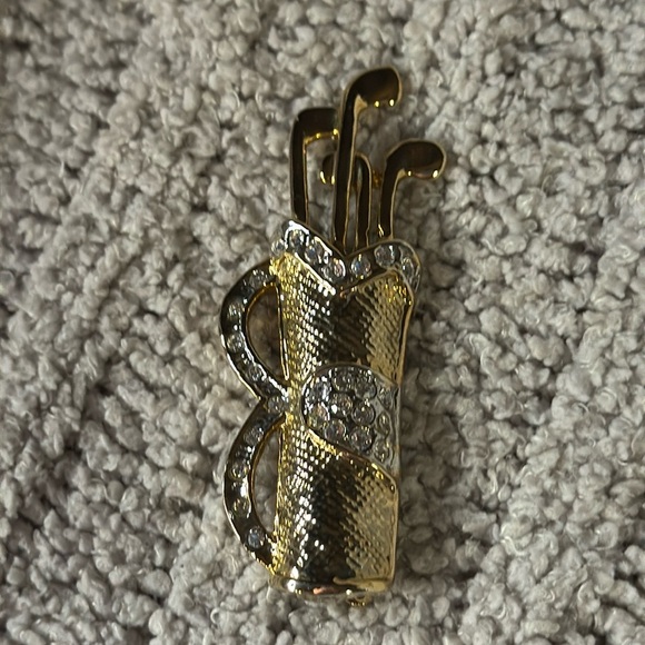 Goldstone and Rhinestone Glitzy Golf Club Bag Pin - Picture 1 of 4